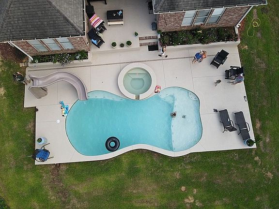 Drone view of freeform pool