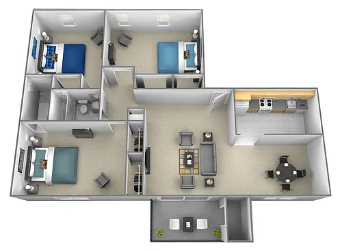 Floor plan 3 Bedrooms 2 Bath