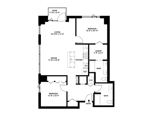 Floor plan 2 Bed/2 Bath - G