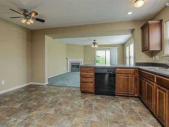Spacious and open kitchen and living room.