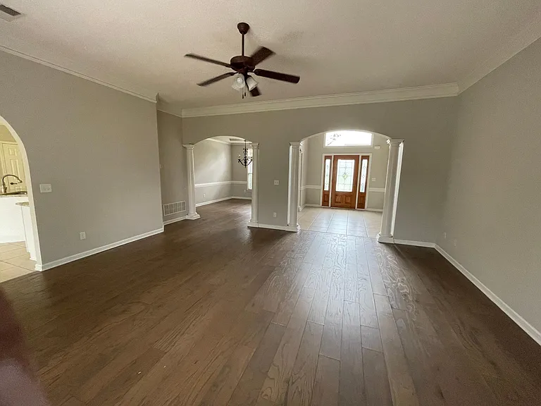 Foyer, Living room, Dining room