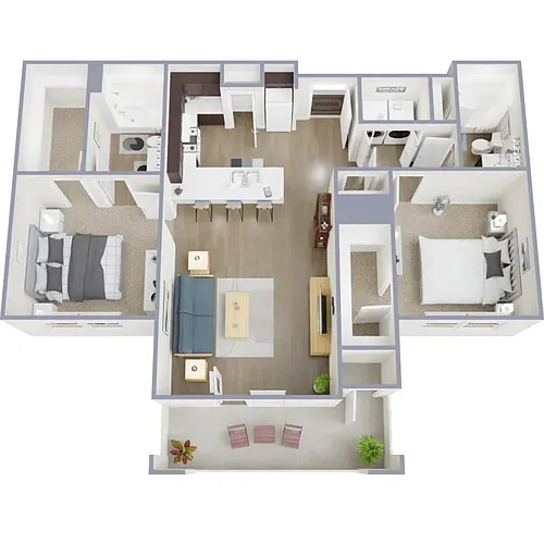 Floor plan Two Bedrooms, Two Bathrooms