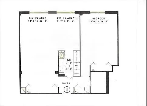 Floor plan 1 bedroom 1 bath 11 avail SEPT 15