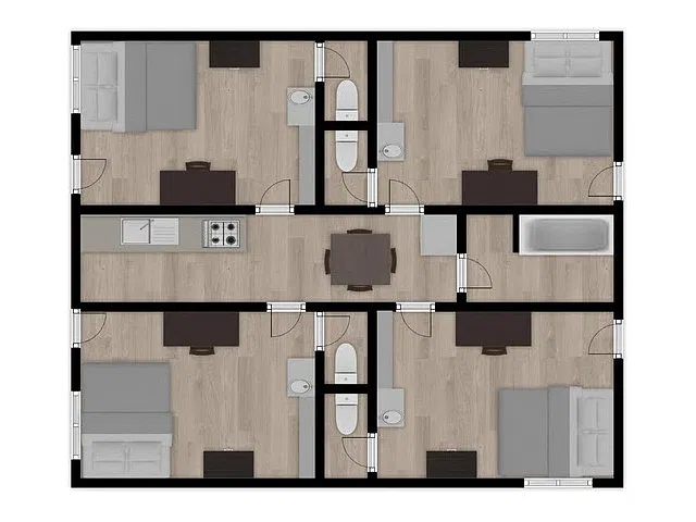 Floor plan Campus Court 1 Bedroom