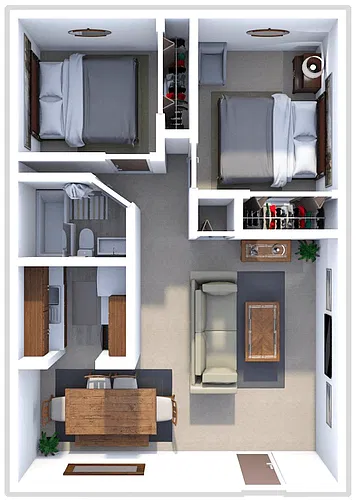 Floor plan RANCHVIEW GARDENS 2 BEDROOM 1 BATH B