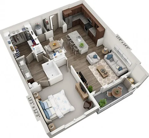 Floor plans are artist's rendering. All dimensions are approximate. Actual product and specifications may vary in dimension or detail. Not all features are available in every apartment. Prices and availability are subject to change. Floor plans are artist