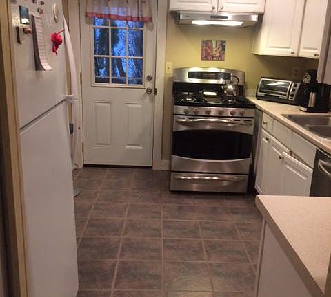 KItchen with door to back portch