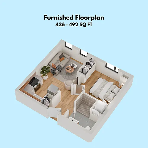Floor plan Furnished 1-Bedroom