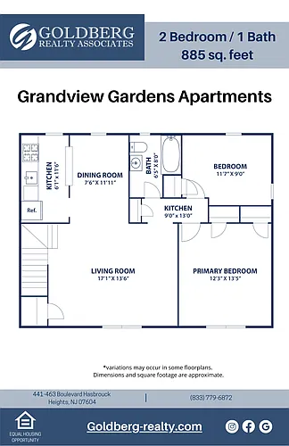 Floor plan Two Bedroom 1 bath