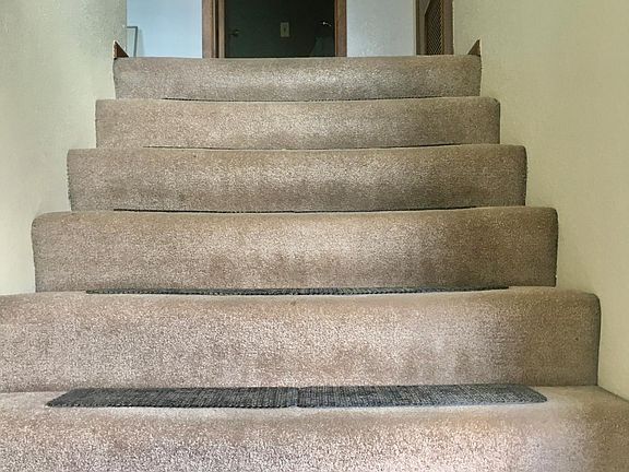 Front door view up steps into main house.