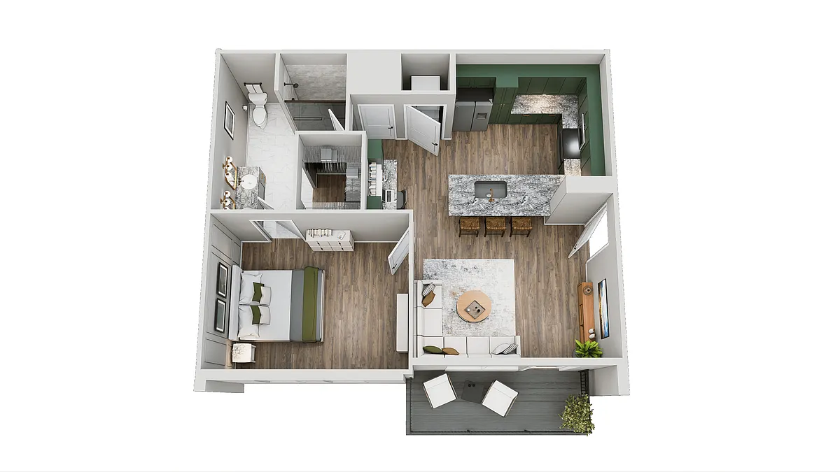 Floor plan 1 Bed 1 Bath H