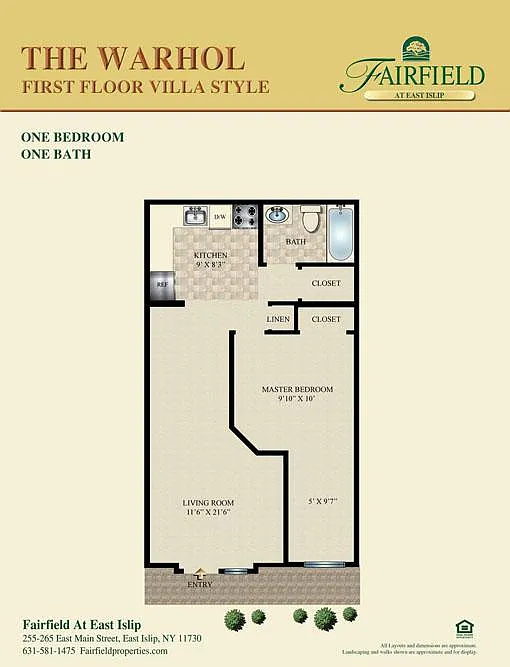 Floor plan THE WARHOL-One Bedroom Villa Style