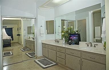 Generous counter space in masterbath