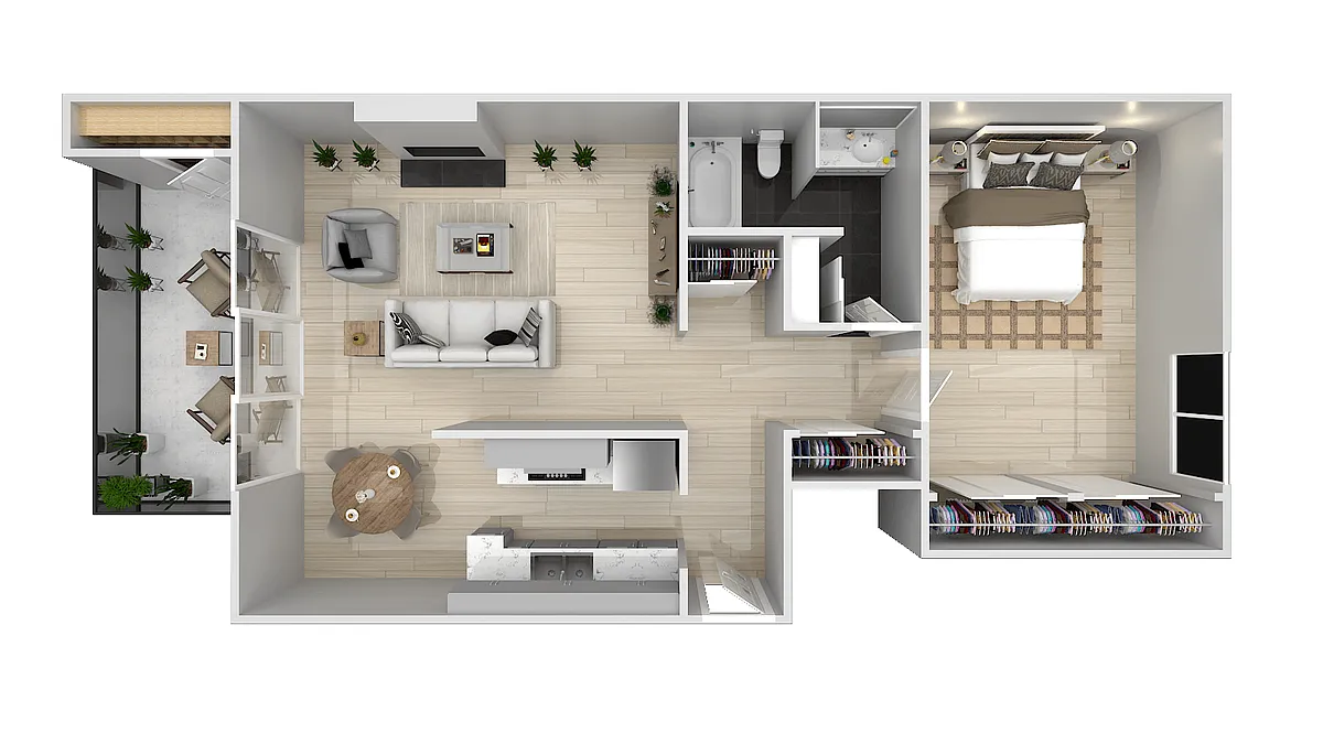 Floor plan One Bedroom One Bath
