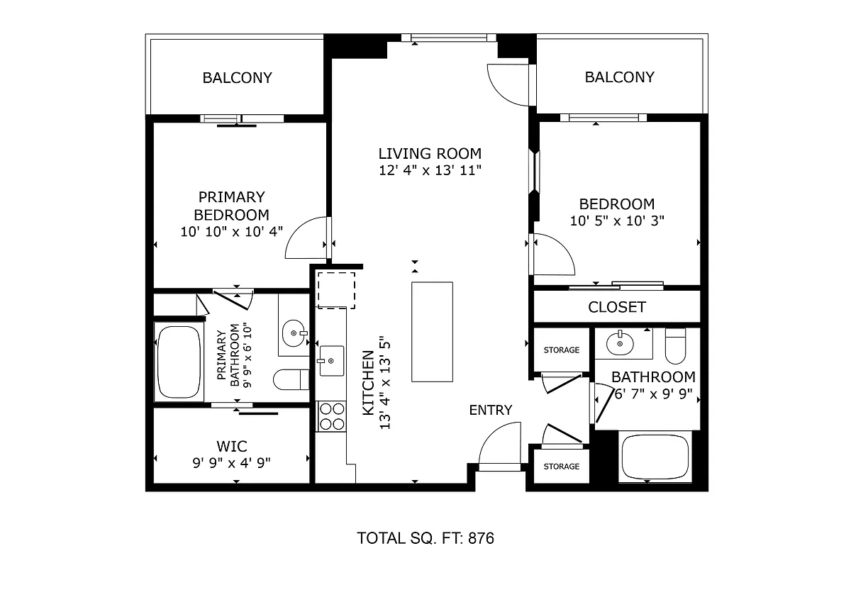 Floor plan Two Bedroom Two Bath A