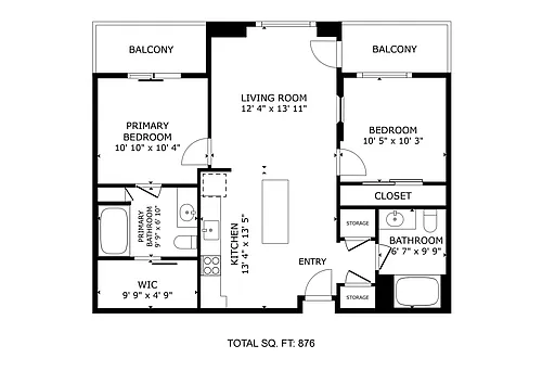 Floor plan Two Bedroom Two Bath A
