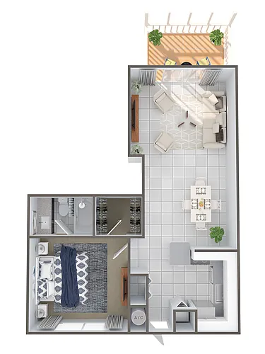 Floor plan A1R - One Bedroom, One Bathroom