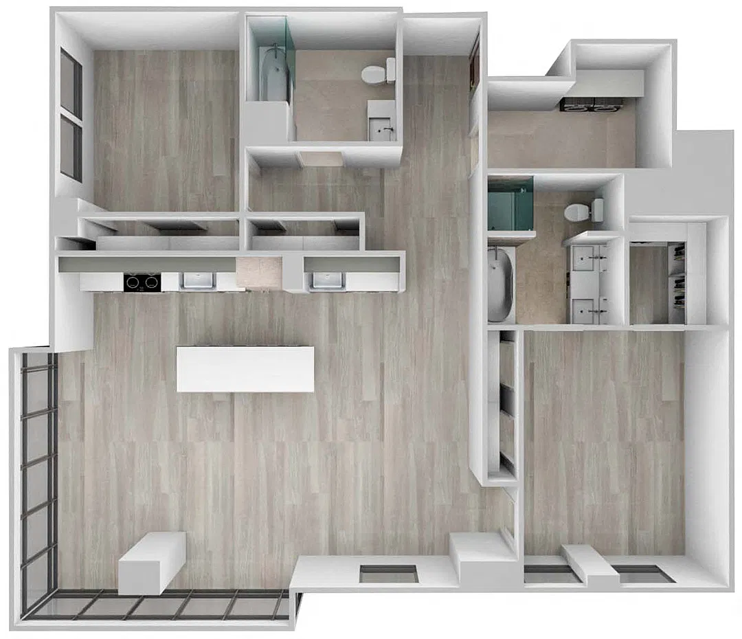 Floor plan Residences 09 (2BR/2BA)