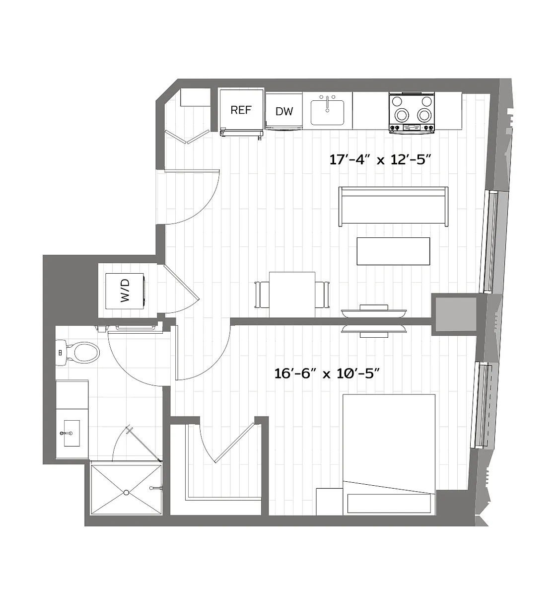 Floor plan 1 Bed/1 Bath-T-A7
