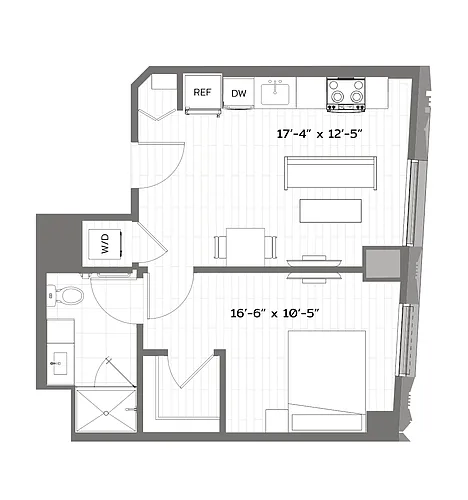 Floor plan 1 Bed/1 Bath-T-A7