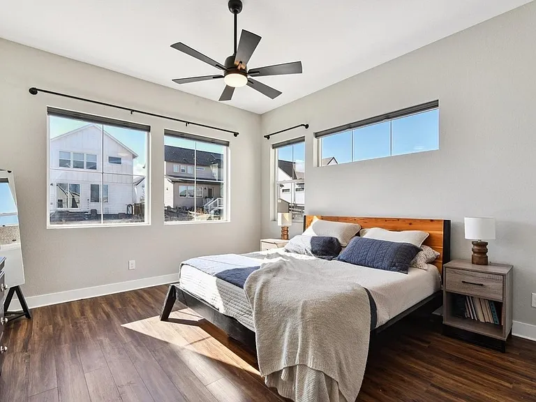 Large main floor master with room darkening blinds.