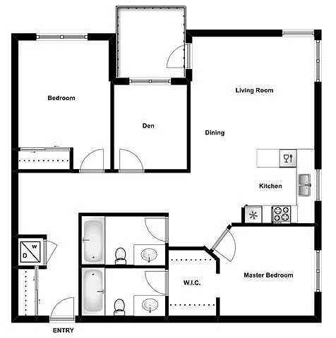 Floor plan 2 Den Bed 2 Bath C