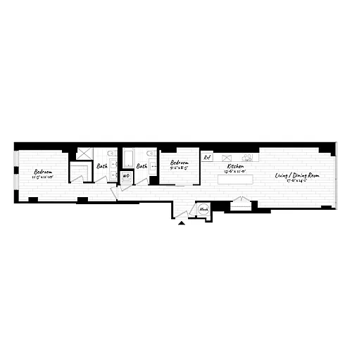 Floor plan 2 Bed - 2 Bath | B02 (901)