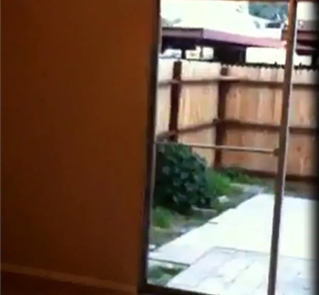 view from kitchen dining area to private patio area