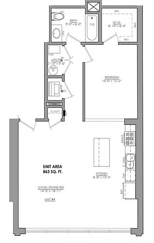 Floor plan 1 Bedroom - 1 Bathroom Loft