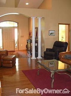 view from living area toward front door