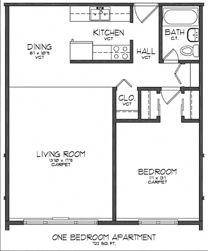 Floor plan 1 Bedroom | 1 Bath