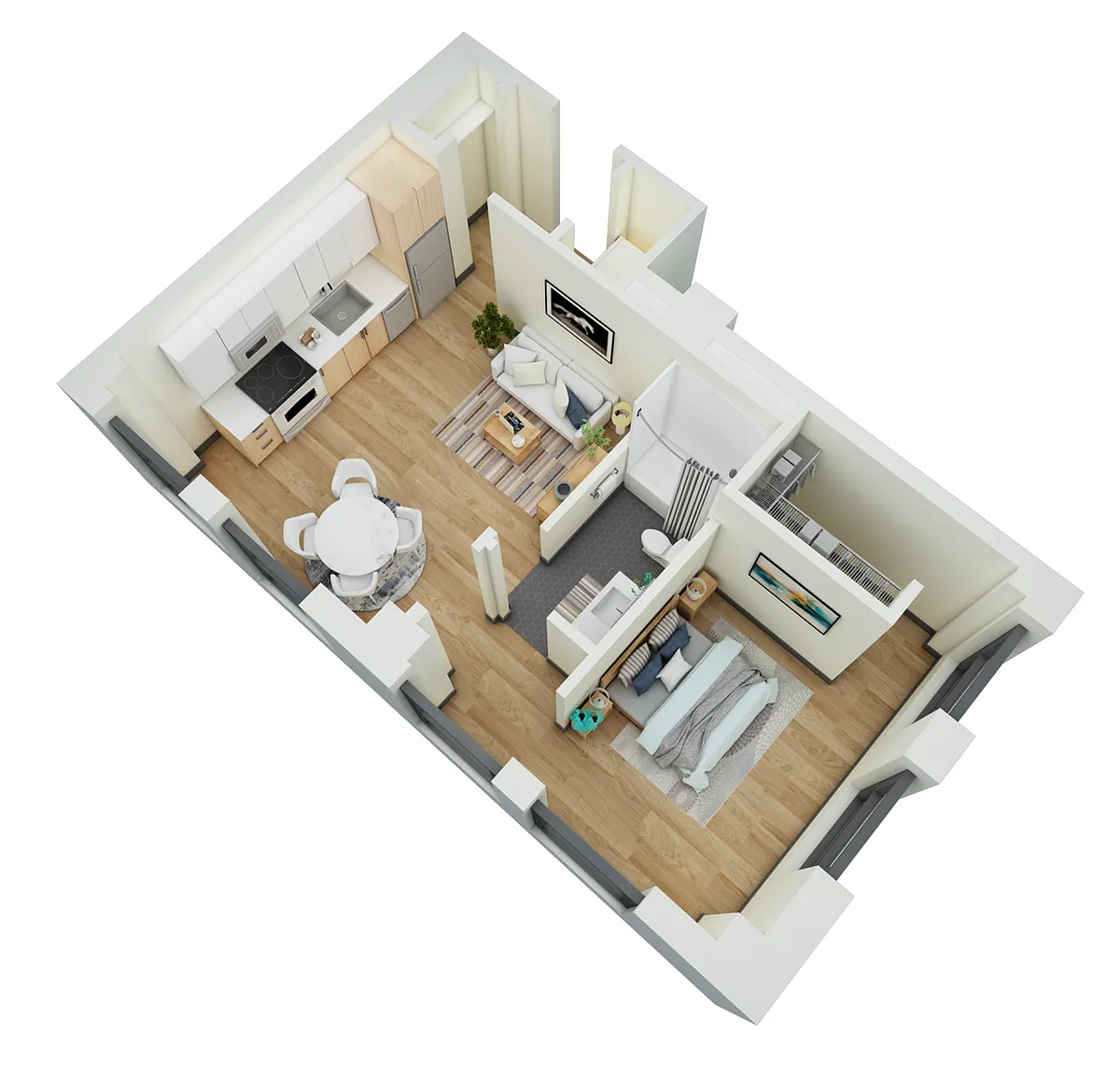 Floor plan 1 Bed 1 Bath-C