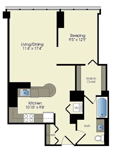 Floor plan convertible / 1 bath (PH2)