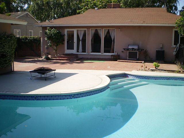 Pool in backyard