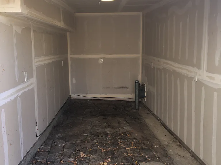 Inside view of the small garage area.