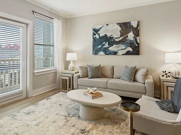 Large windows and crown molding