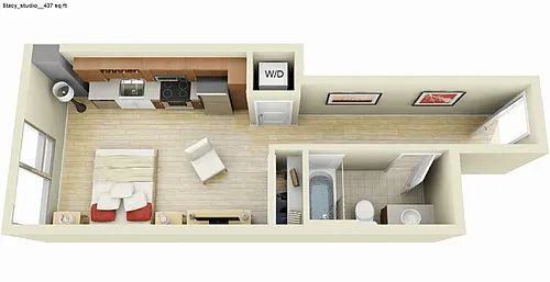 Floor plan Studio Renovated