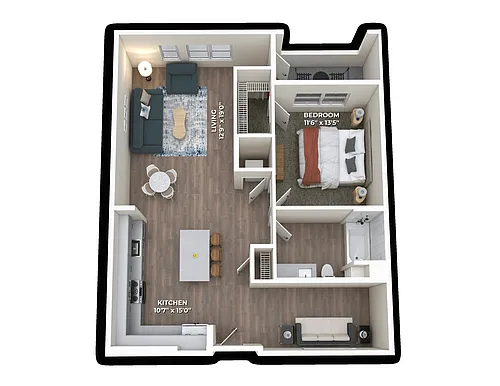 Floor plan A8 One Bedroom with Den