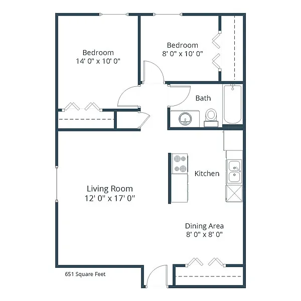 Floor plan Two Bedroom 21A
