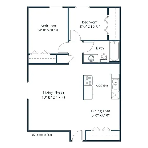 Floor plan Two Bedroom 21A