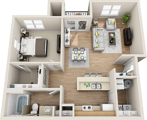 Floor plan 1 Bedroom Apartment Home