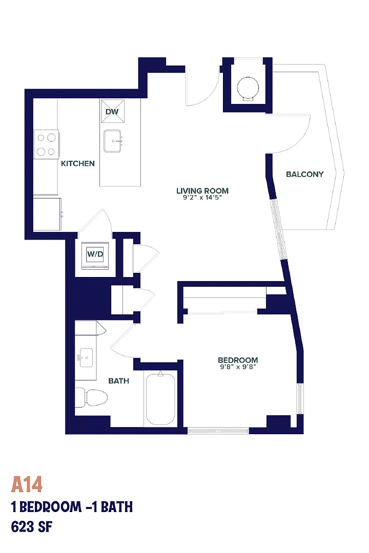 Floor plan Nita One Bedroom A14
