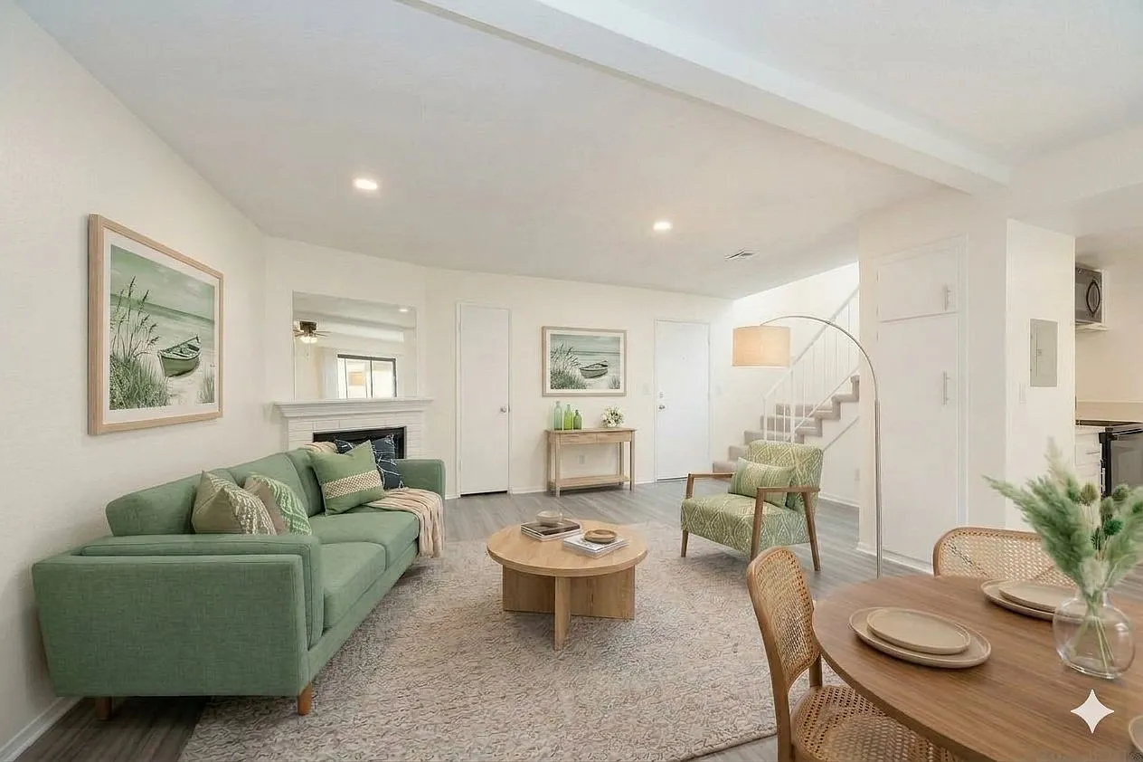 Living Room AI Furnished Ideas. Not to scale and units vary.