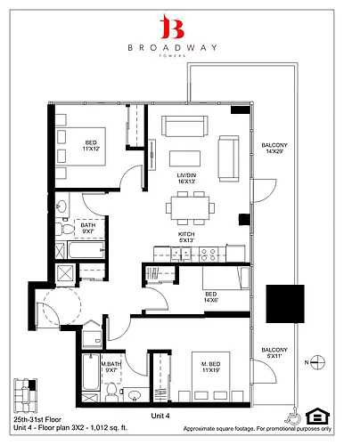 Floor plan Broadway 4 2x2-DEN