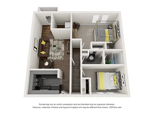 Floor plan 2 Bedroom 1 Bath