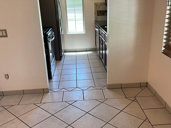 Kitchen with privacy window