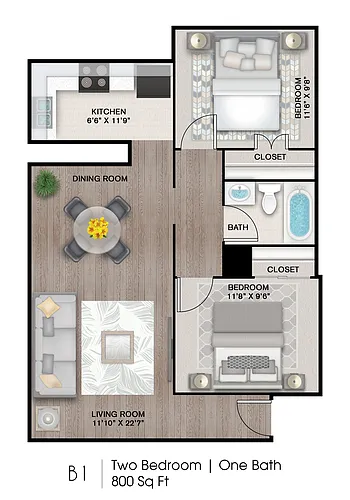 Floor plan 2 X 1 B1