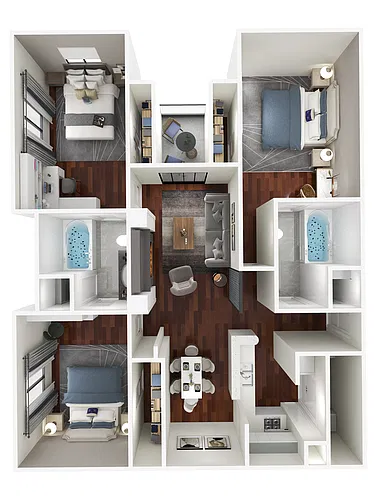 Floor plan 3 Bedroom 2 Bath