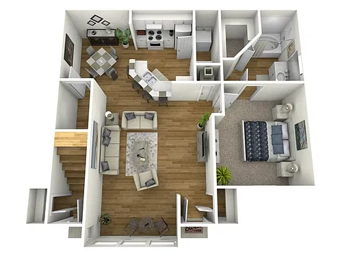Floor plan 1 Bed, 1 Bath C (80% Income Restricted)