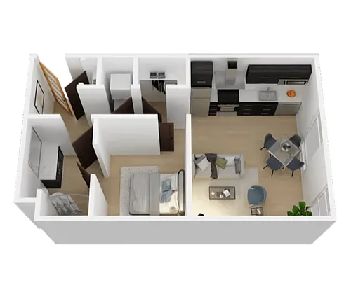 Floor plan 1BD, 1BTH B